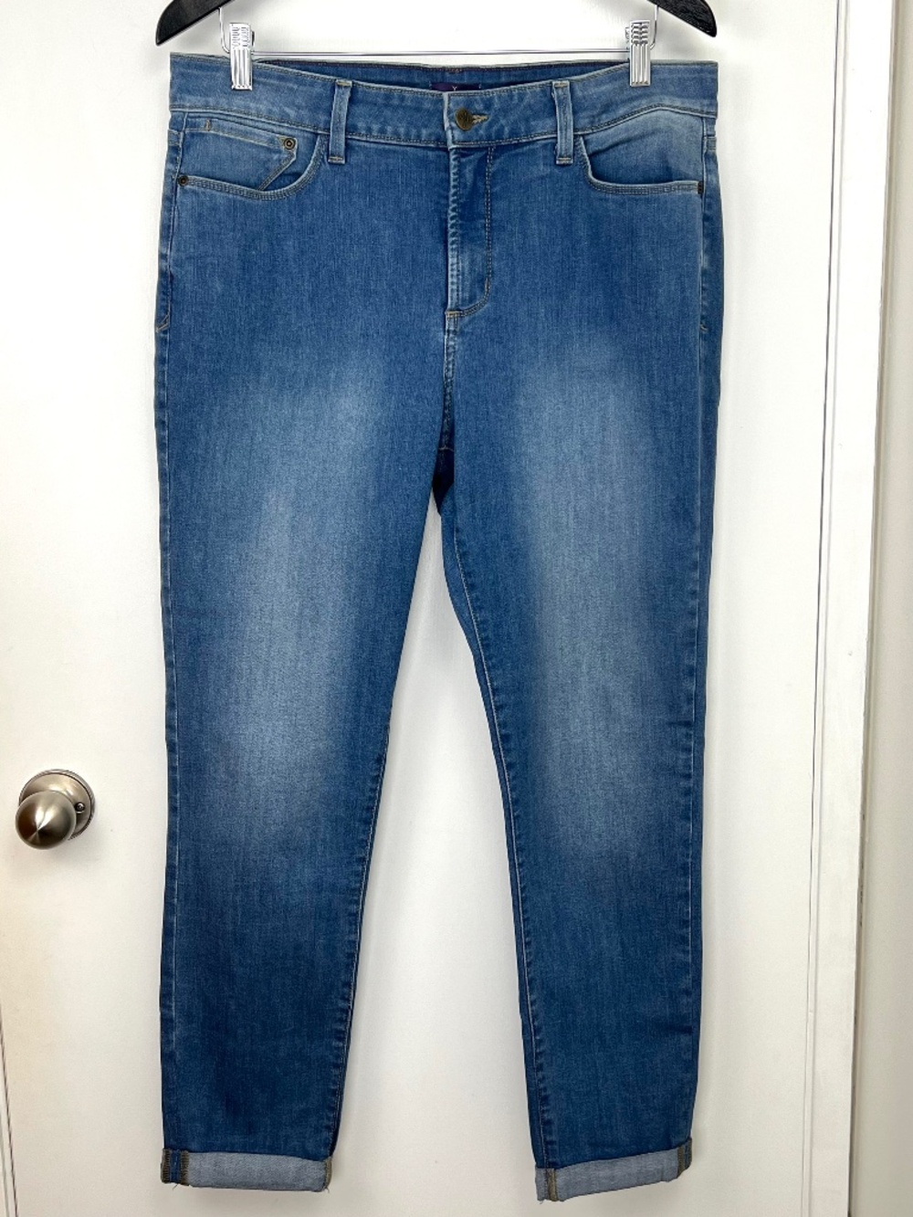 NYDJ Annabelle Nip/Tuck Tech Skinny Boyfriend Jeans size 12 Medium Blue Everyday